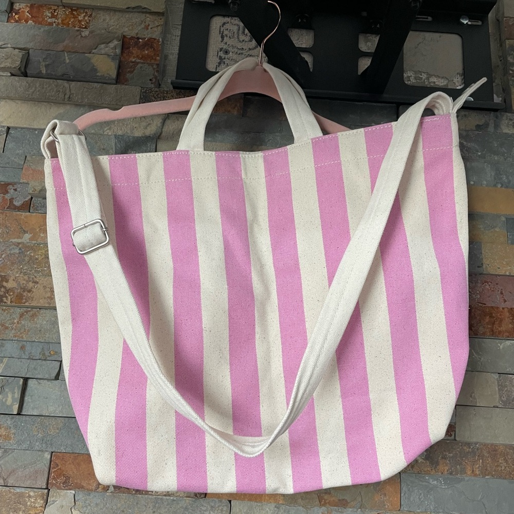 Baggu pink stripes duck bag